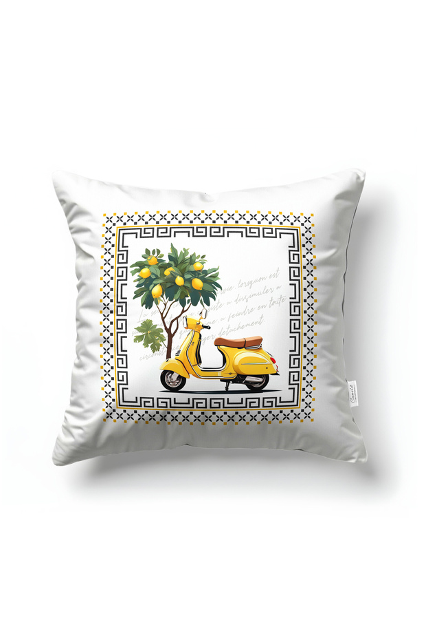 Dolce Vita Patterned White Square Throw Pillow 43 X 43 cm Double-Sided Pillow Cover