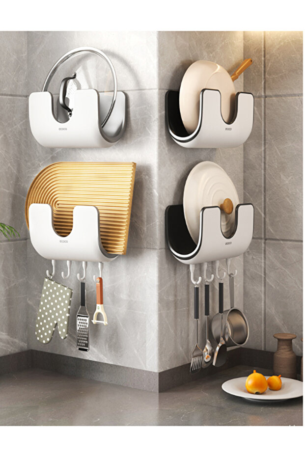 Kitchen Pot Lid Holder Wall Mounted Rotating with Suction Cup for Space Saving Storage of For Pan Covers and Boards