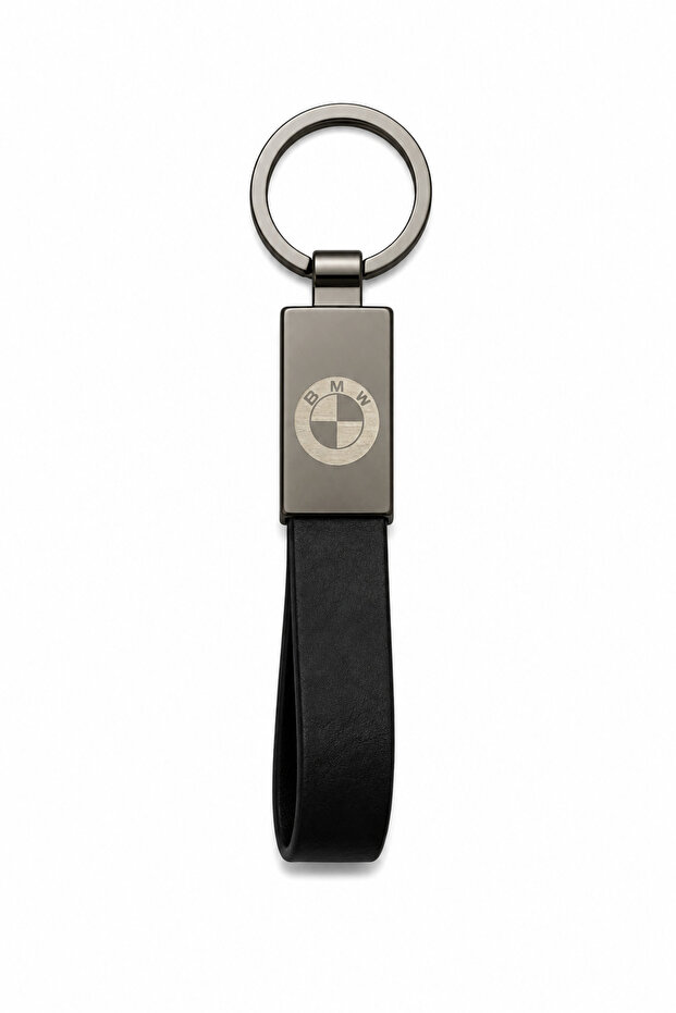 Bmw Keychain Shiny Metal & Leather – Double-Sided Logo, Premium Stylish Design, 12 X 2 cm Size, Car Accessory