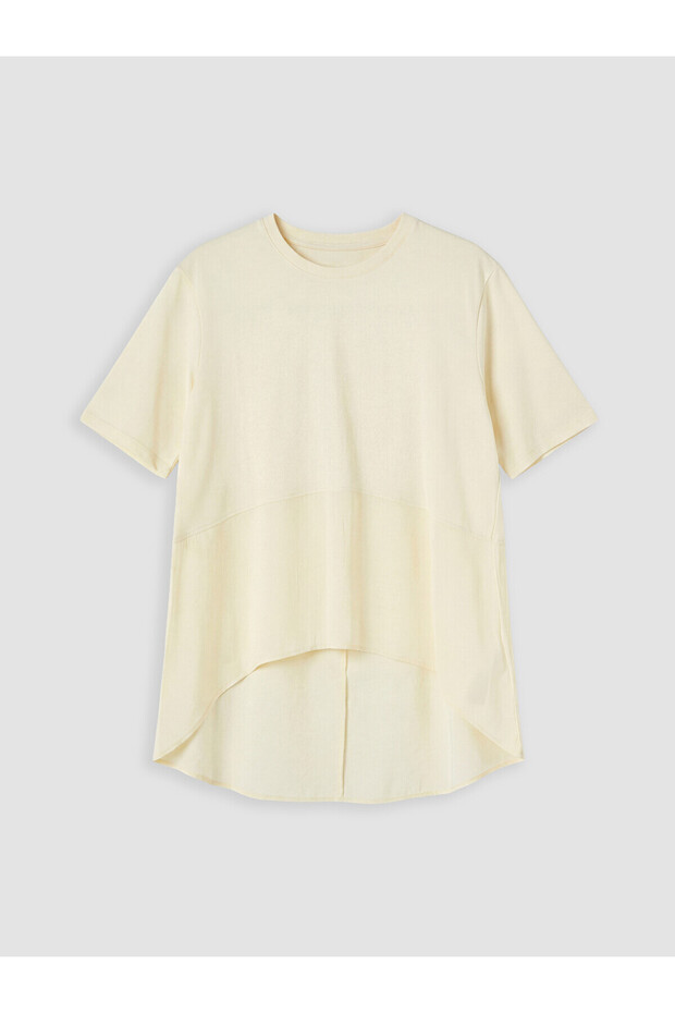 Nevavm Women's T-Shirt with Oval Collar and Difference