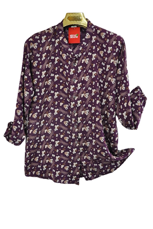 Plus Size Mother's Viscose Button-Up Shirt