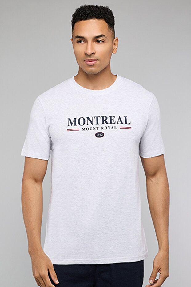 Typography Print T-Shirt with Crew Neck and Short Sleeves