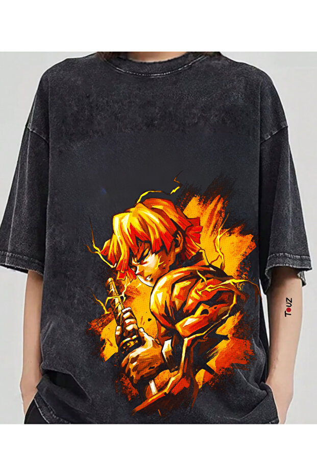 Anime Demon Slayer Zenitsu Printed Unisex Oversize T-Shirt