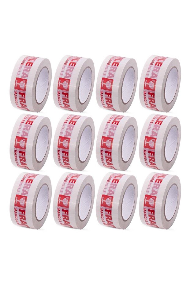 Fragile Handle with Care Packing Tape, 50 Yards Length, 2 Inch Width, White (Pack-Of 12)