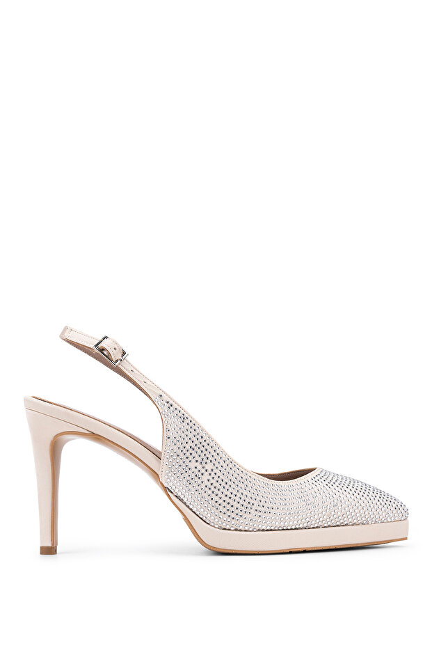 Women's Textile Nude Heeled Shoes