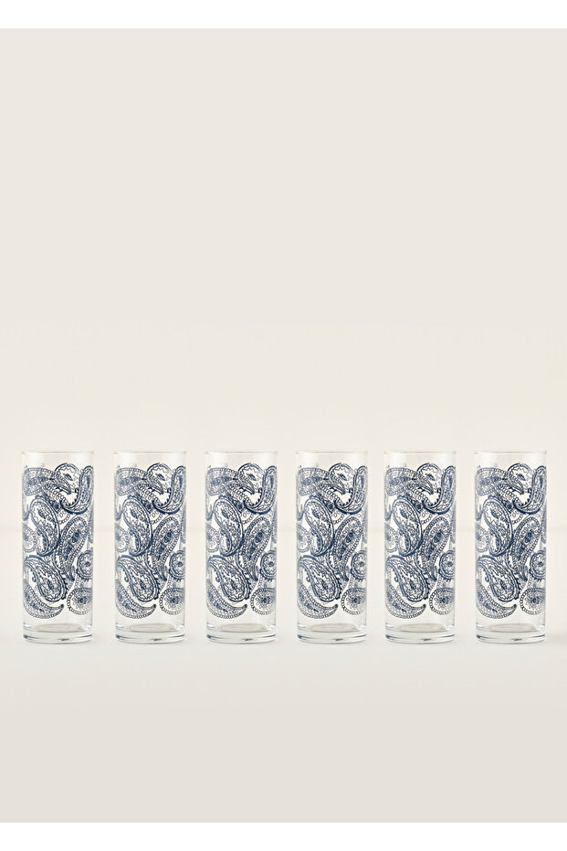 Paisley 6-Piece Raki Glass Set Blue (180 Cc)