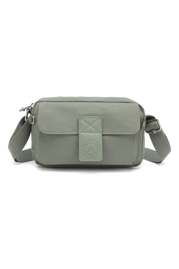 Daily Small Size Waterproof Crinkle Fabric Women's Phone and Messenger Bag Green