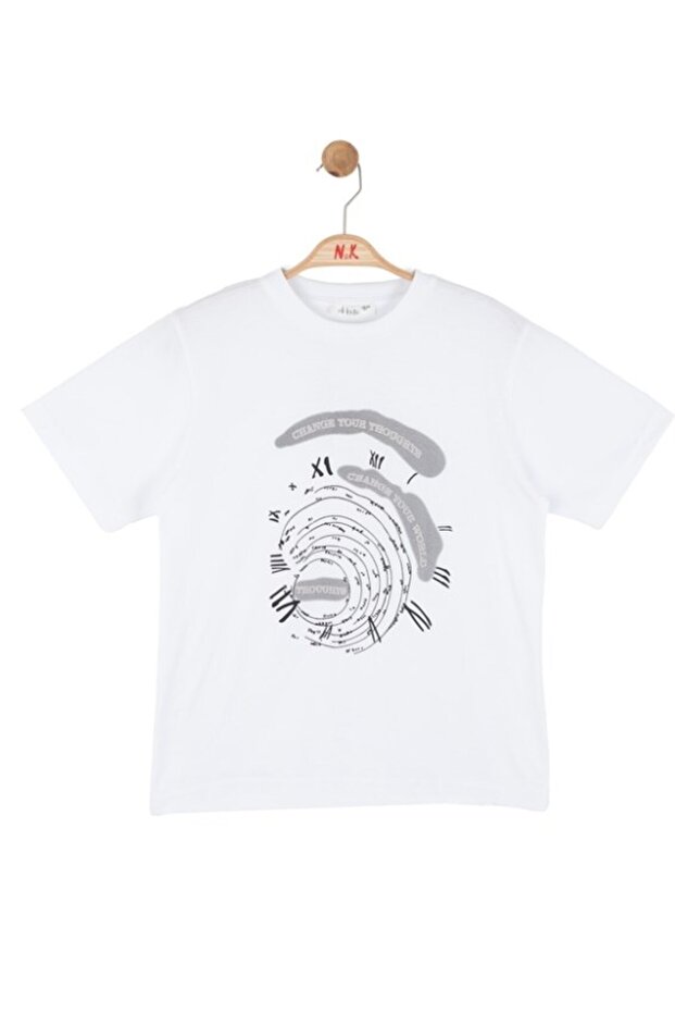 Nk Boys' "Change Your Thoughts" Printed T-Shirt 8-14 Years White