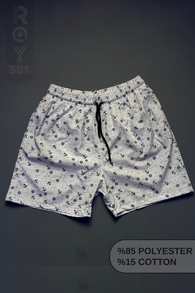 Men's Swim Shorts Patterned Pocket Zippered Mesh Swim Shorts
