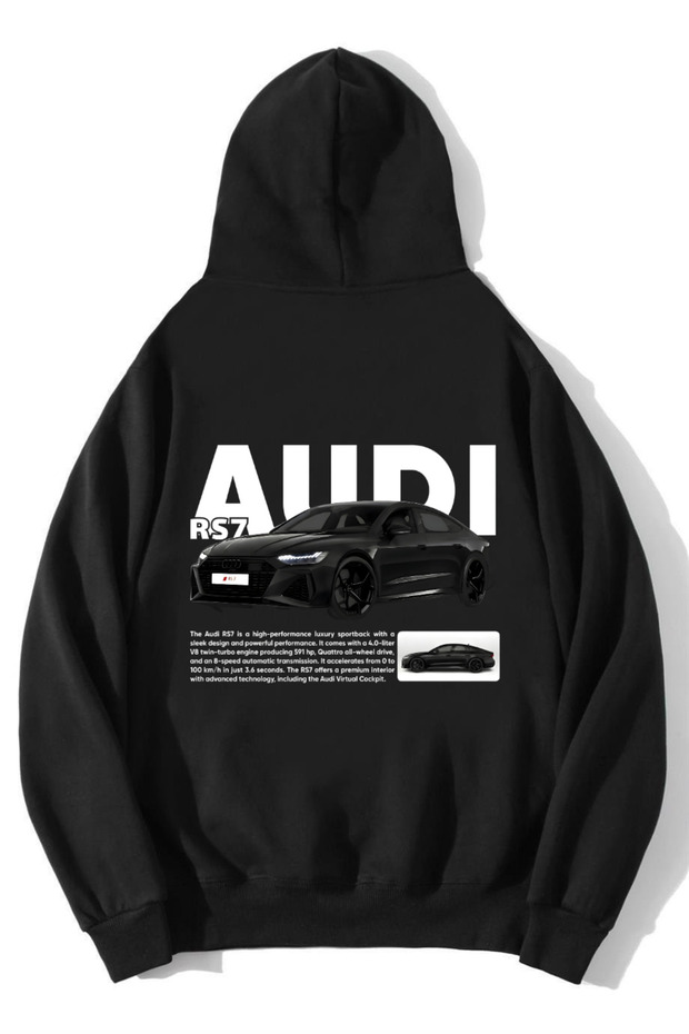 Unisex Oversize Rs7 Audi Hoodie Black
