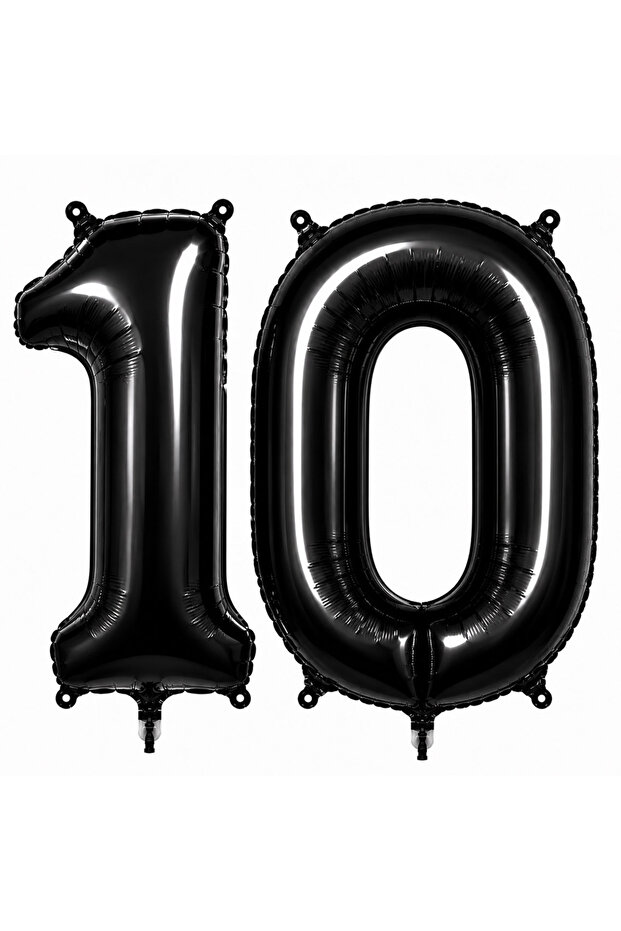 10 بالونات فويلو باللون الأسود (76 سم)