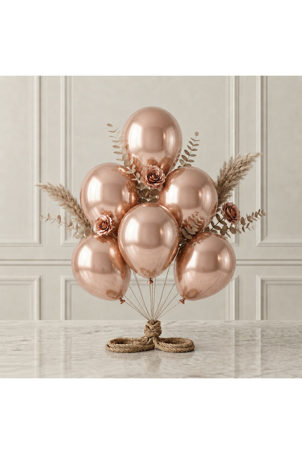Rose Gold Color Latex Metallic Balloon (30 cm) - 6 Pieces