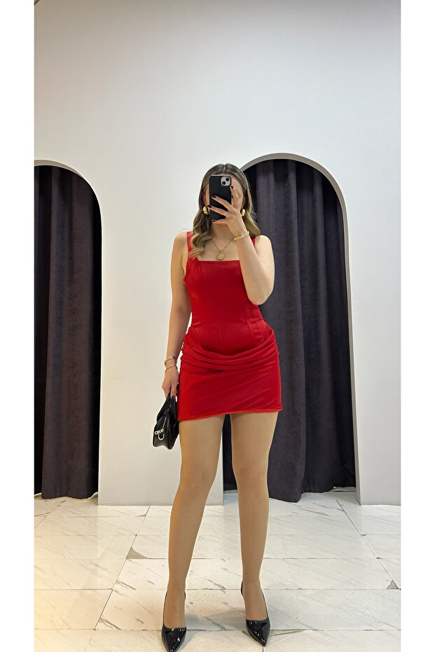 Satin Mini Red Dress