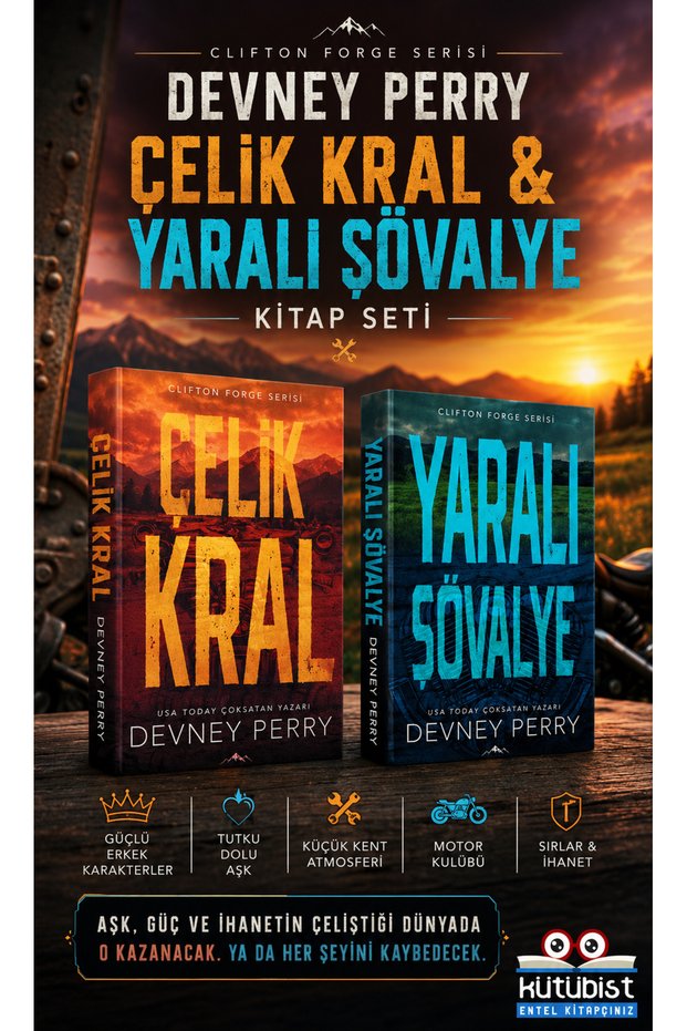 Passionate Love Novels Set | Çelik Kral + Yaralı Şövalye | Romantic Thriller Books / Devney Perry /
