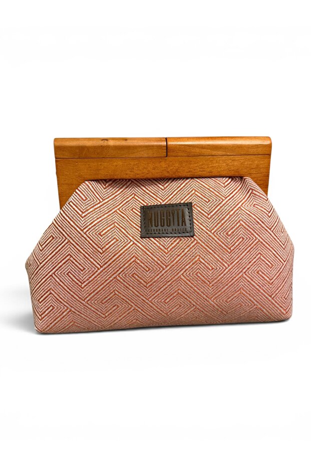 Wooden Scholar Clutch/Portfolio (Hand/Shoulder Bag) Tan Tile Geometric Patterned