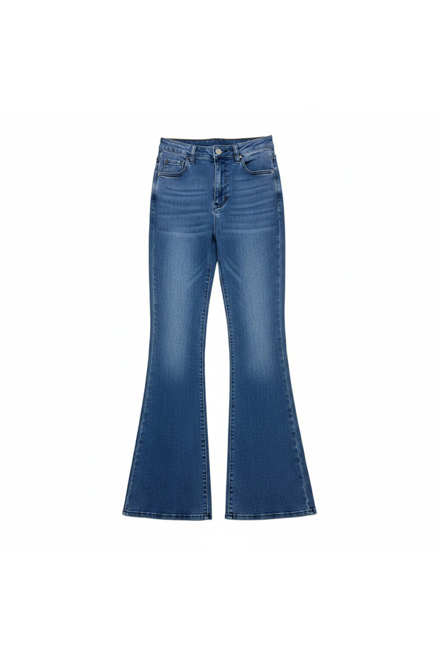 High-Waisted Blue Flared Denim Jeans - Unisex