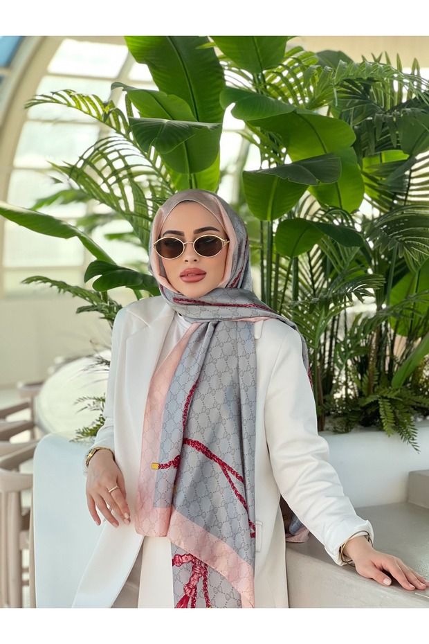 Luxury Voile Silk Shawl Hijab Foulard Scarf Shawl with Rope Pattern 90 X 180 cm
