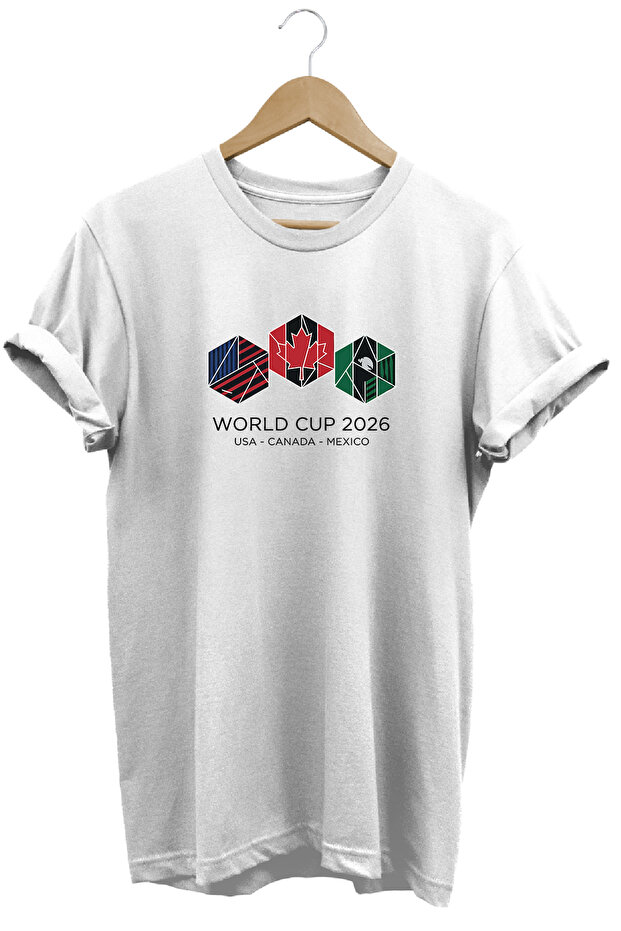 Hexagon Printed World Cup T-Shirt Football Tournament Souvenir Printed Tshirt