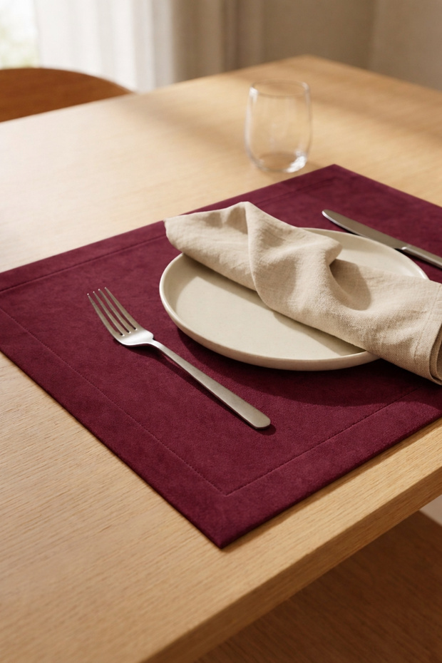 Barcelona Velvet Textured 6-Piece American Service Set, Plum