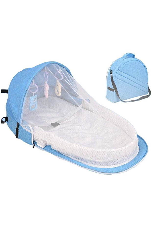 Multi-Function Portable Baby Bed with Mosquito Net Blue