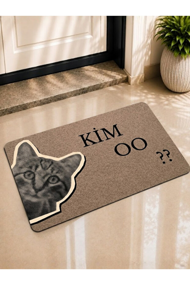 Kim O Cat Digital Printed Door Mat with Pvc Non-Slip Base Decorative Entrance Mat