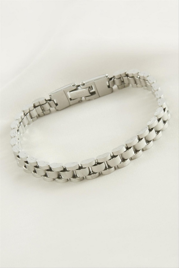 Spt-Gld Chain Steel Bracelet - (182630) Silver Color