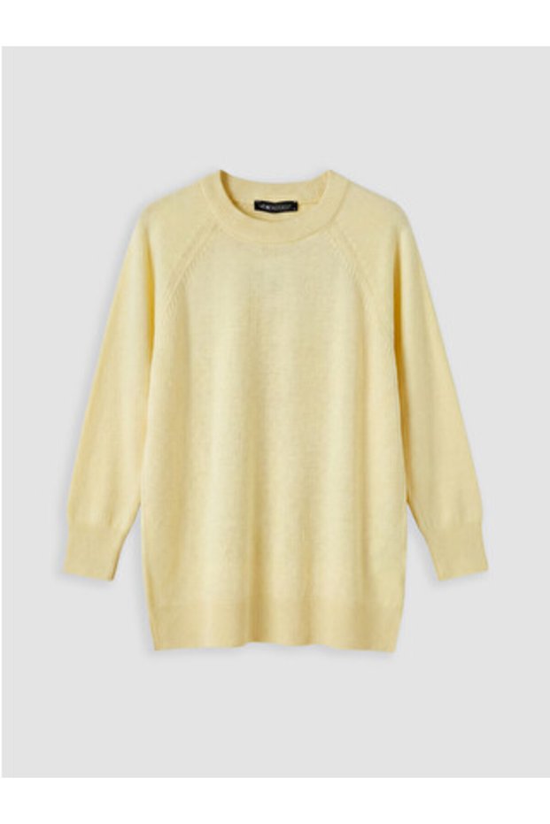 New Season Yellow Crew Neck Women's Knitwear Tunic