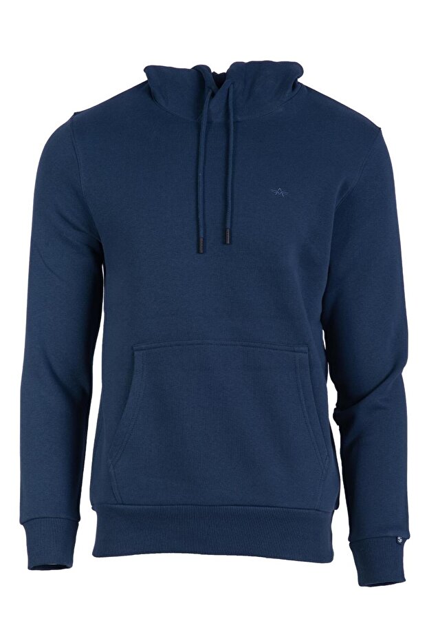 Erkek Indigo Basic Kapüşonlu Sweatshirt K22254914401 - 1