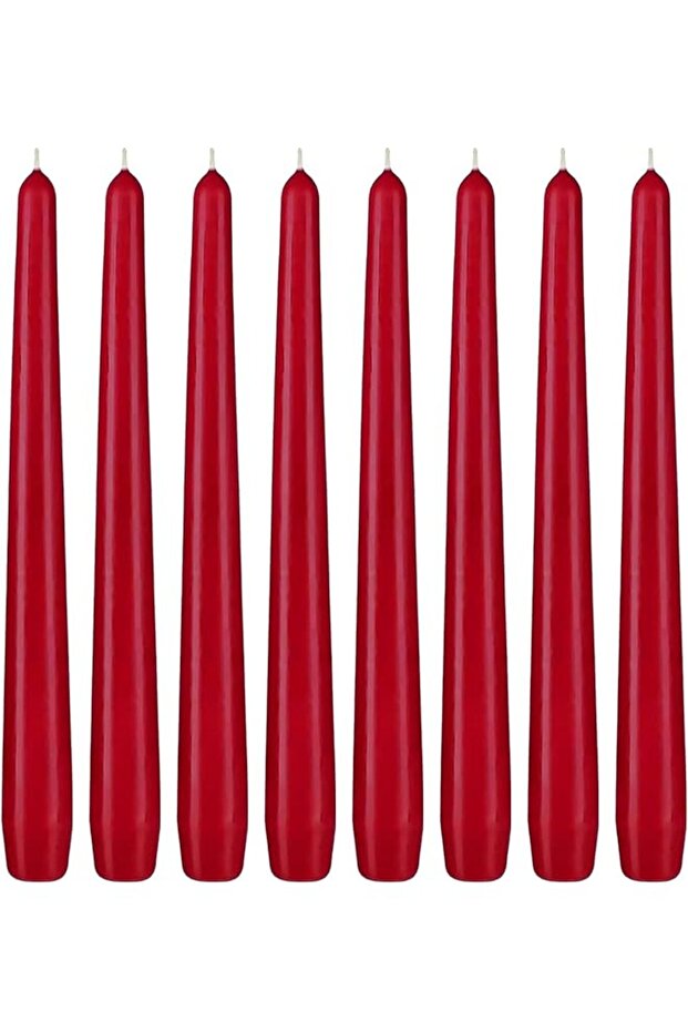 Tall Taper Red Candles (Pack of 8) 25cm Long Candle for Romantic Dinner Long Candles