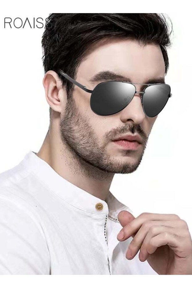 Men's Aviator Polarized Sunglasses UV400 Protection Sun Glasses Alloy Frame Fashion Anti-Glare for Driving Fishing Traveling Black