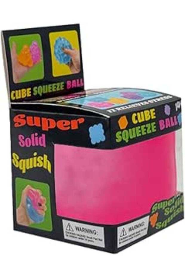 DAT DAT Squishy Cube Stress Ball Pink Squeeze Sensory Fidget Toy for Teens Adults Office Desk Classroom