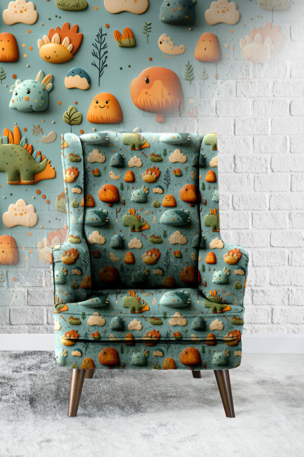 Kids Dino 02 Digital Printed Upholstery Sofa Fabric, Good Quality, Does Not Stretch or Fade