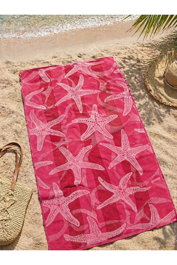 Pink Stars Beach Towel