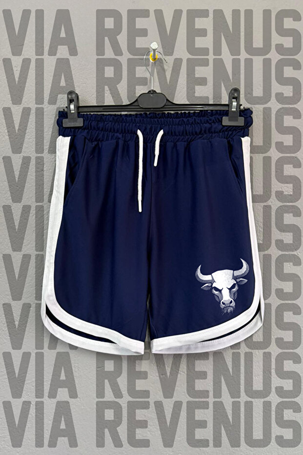 Bull Printed Unisex Retro Varsity Sports Training Shorts