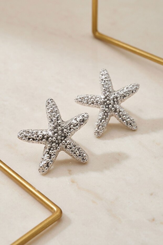 Silver Starfish Earrings - 1