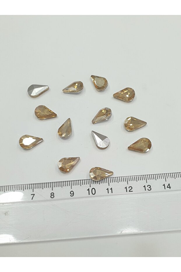 Gluing Stone - {Curved Back} Gold Drop 8X13Mm (100 Ad)