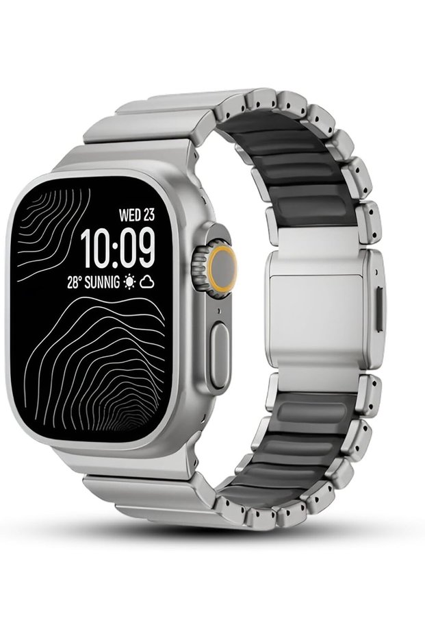 Luxury Hybrid Stainless Steel & FKM Rubber Band with Magnetic Buckle for Apple Watch Ultra/Series 11-6