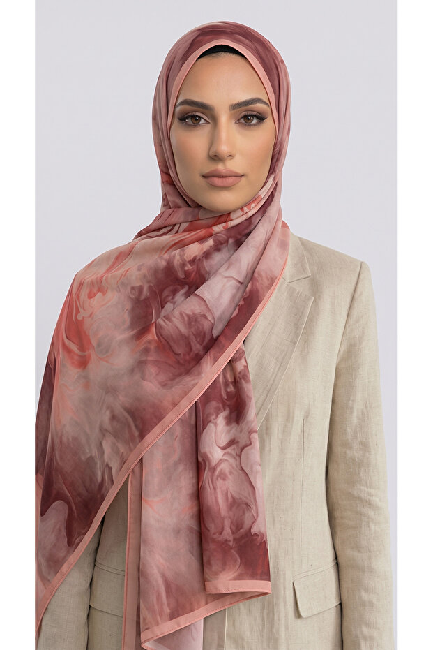 Yanki Patterned Viscose Shawl - Light Pink - 6