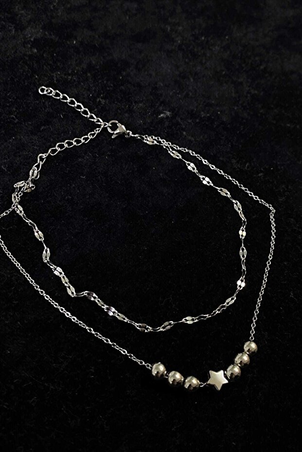 Silver Color Globe Star Model Singapore and Sf Chain Steel Anklet Stylish Eye-Catching Design