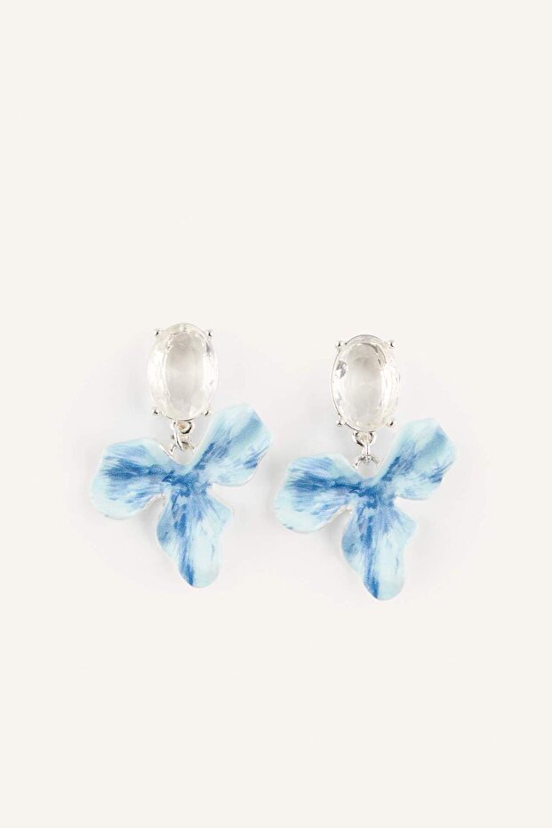 Women's Floral Blue Earrings H9979Axns
