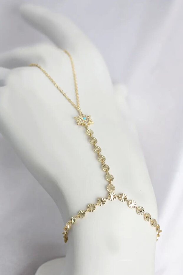 Gold Color Brass Blue Stone Detailed Polar Star Model Shahmeran Tj-Sn765