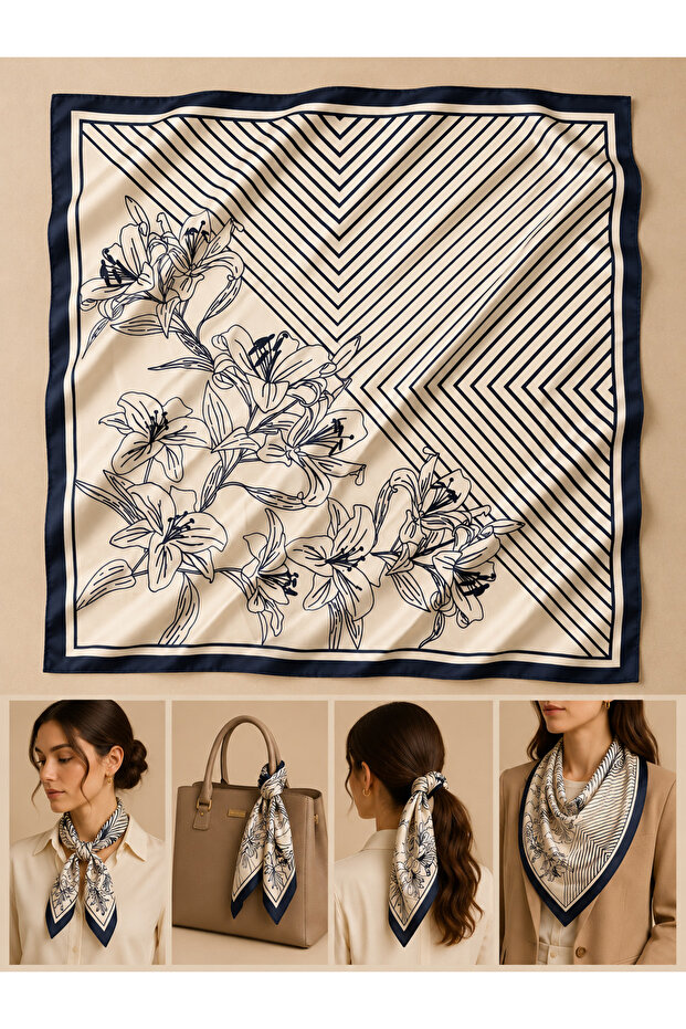 وشاح نسائي منقوش (50x50)