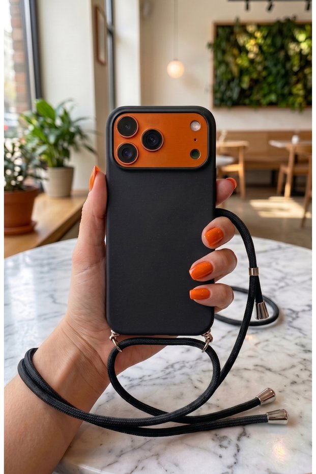iPhone 17 Pro Soft Silicone Velvet Phone Case with Strap, Cord 130 cm