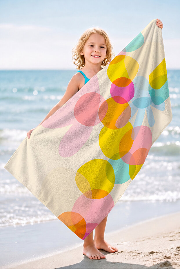 Abstract Colorful Beach Towel - Pastel Tropical Geometric Pool Sea Bath Quick Dry Seaside Cover-Up