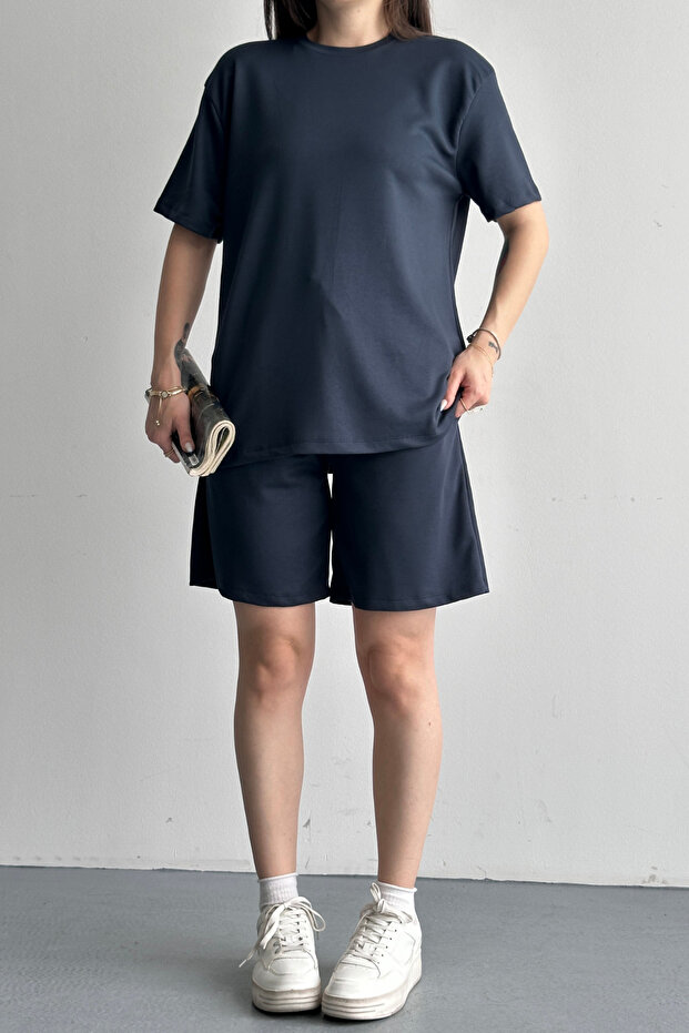 Women's Modal Fabric Shorts Comfortable Cut Casual Two-Piece Set Smoked 3202