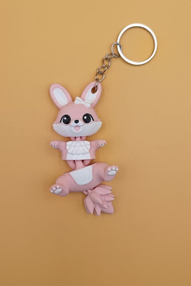 Fancy Tail Series Cute Rabbit Figured Movable Keychain (9cm) - Bag Ornament Charm