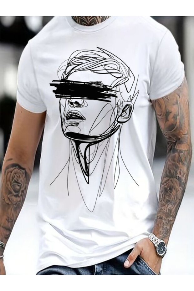 Oversize Printed White Men's T-Shirt