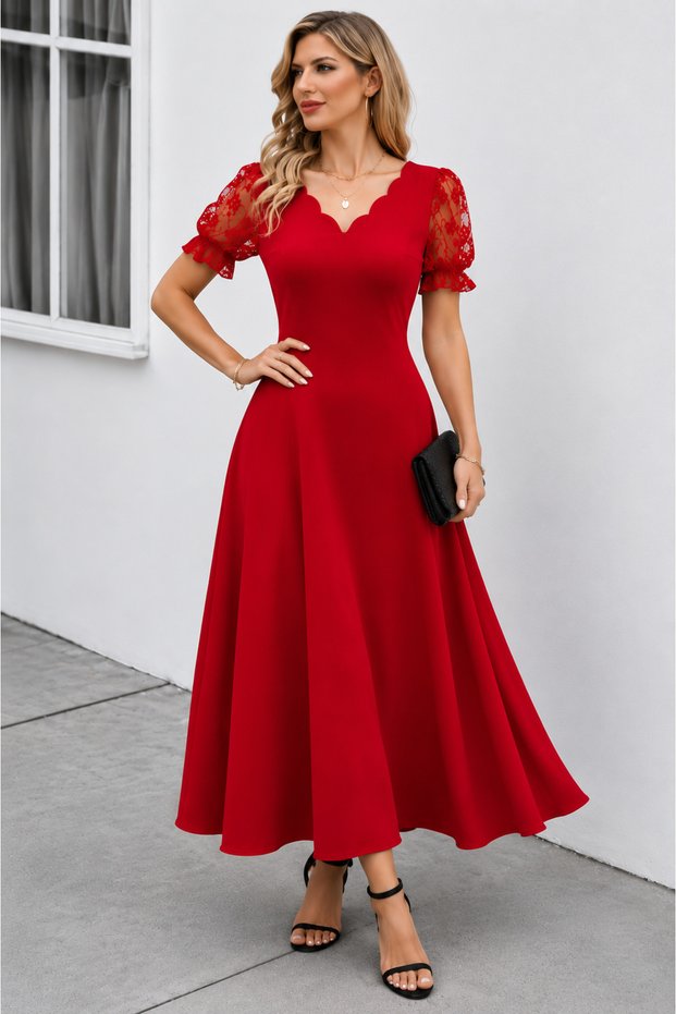Summer's Favorite Stylish Women's Short Sleeve V-Neck Long Janjan Dress | Flowy Fabric Daily & Special Occasion Dress