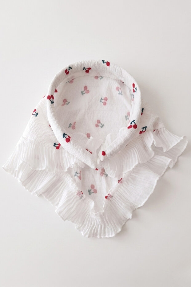 White Cherry Patterned Bandana Girl's Crown