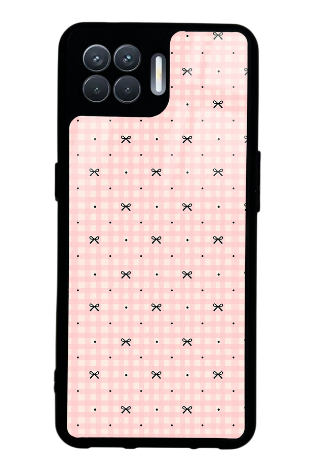 Oppo Reno 4 Lite Glossy Phone Case with Pink Coquette Pattern Design